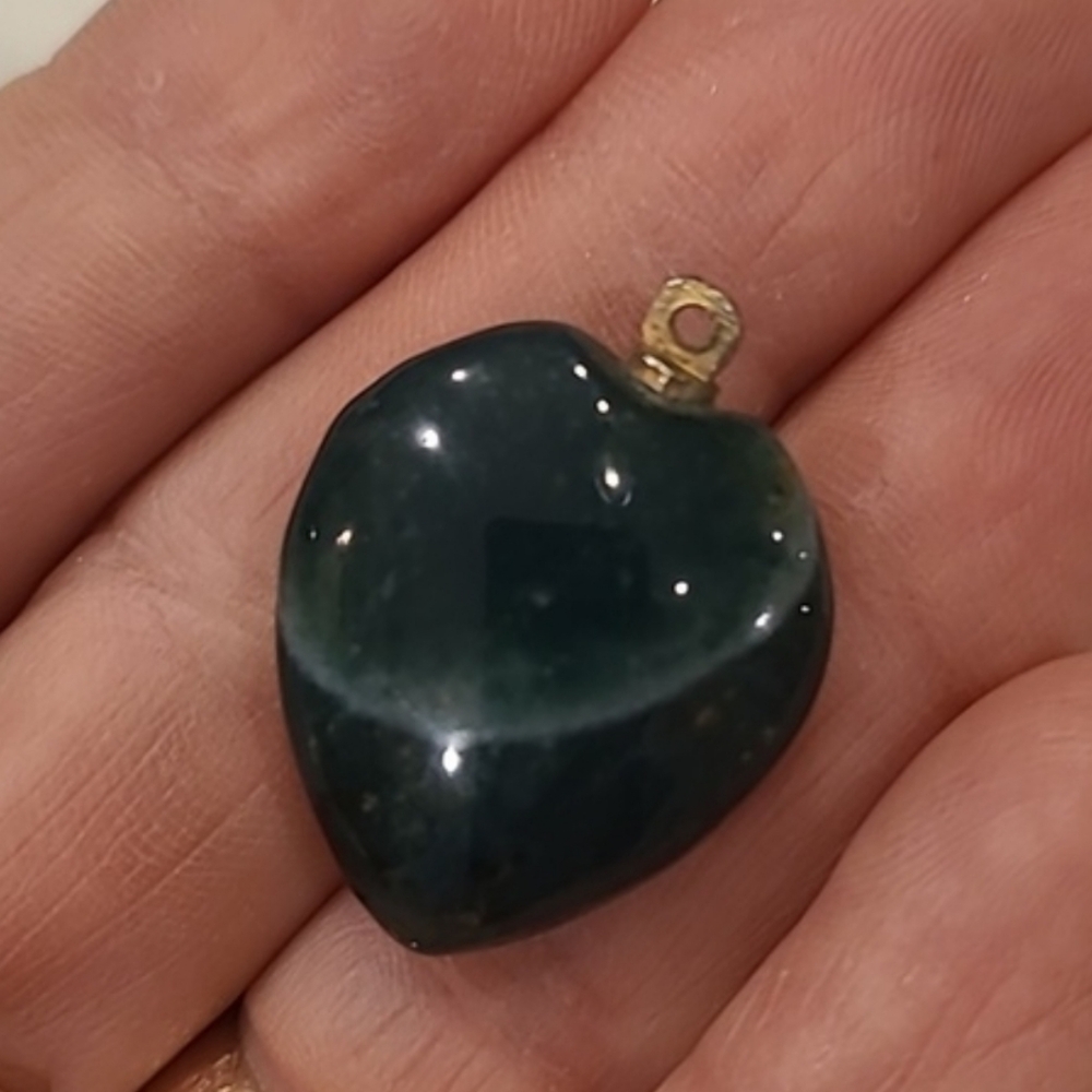 Deep Turquoise Stone Heart Pendant Agate